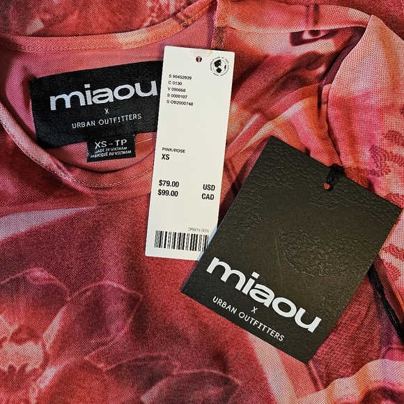 Miaou UO Exclusive Billie Stamp Print Mini Dress, Pink Rose Orchid Print - Picture 13 of 14